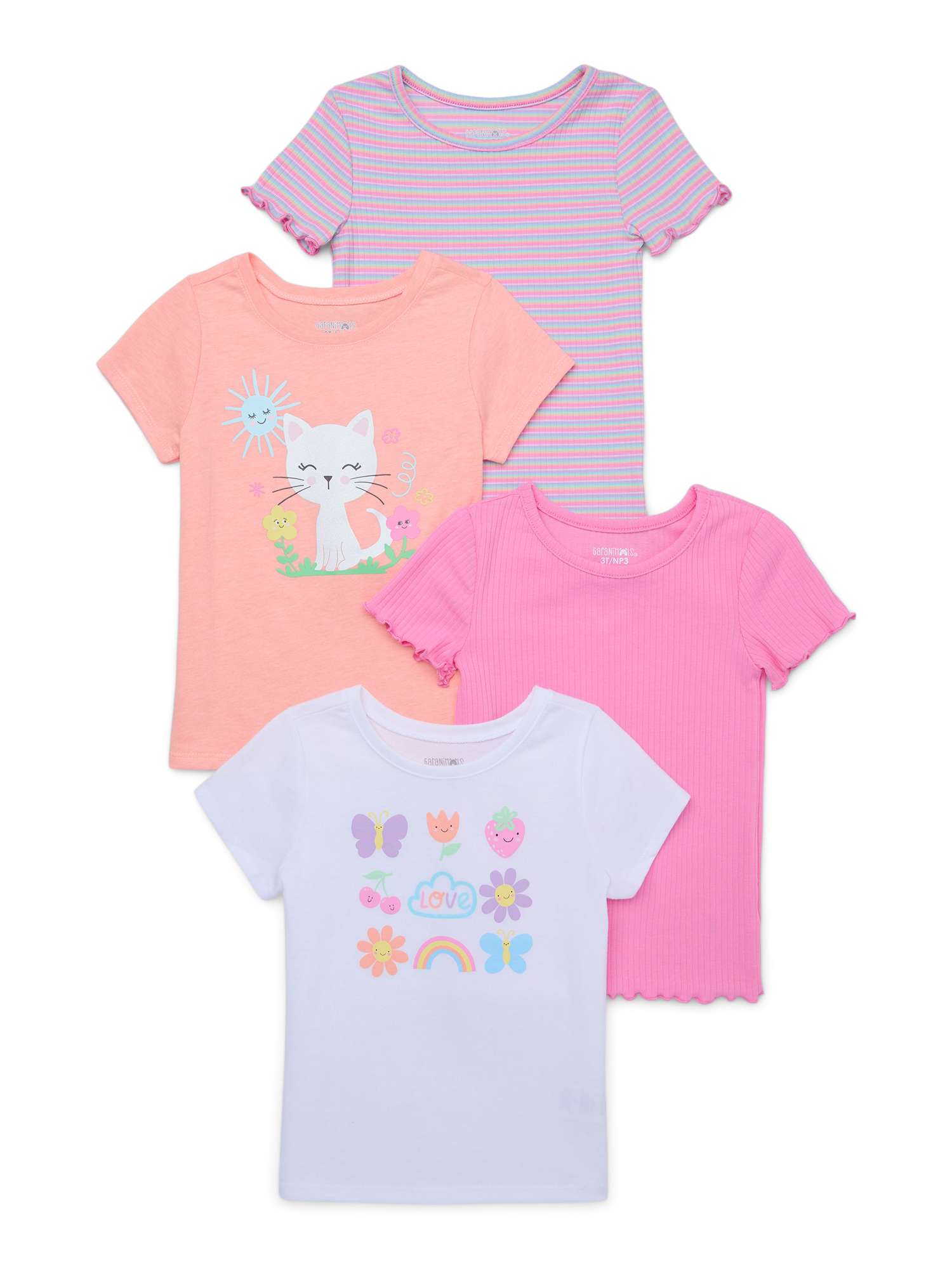 Garanimals Toddler Girls Assorted Short Sleeve Tees, 4-Pack, Sizes 18M-5T